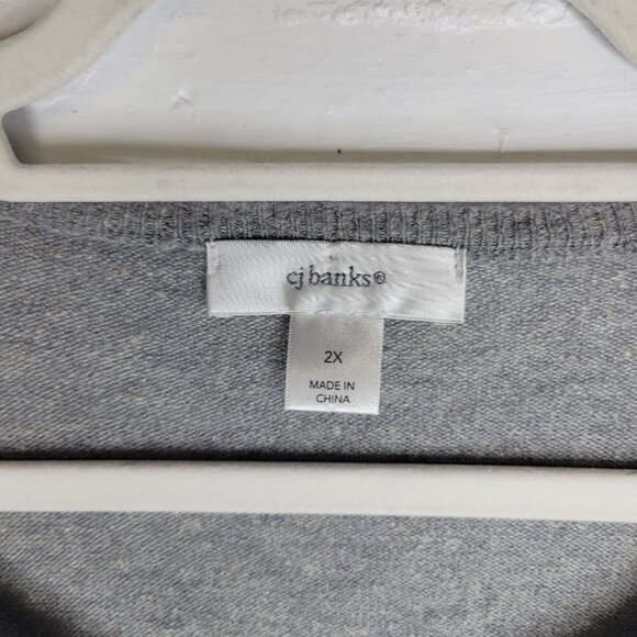 CJ Banks Women's Size 2X Cardigan Sweater Beaded Button Front Gray - Picture 3 of 5